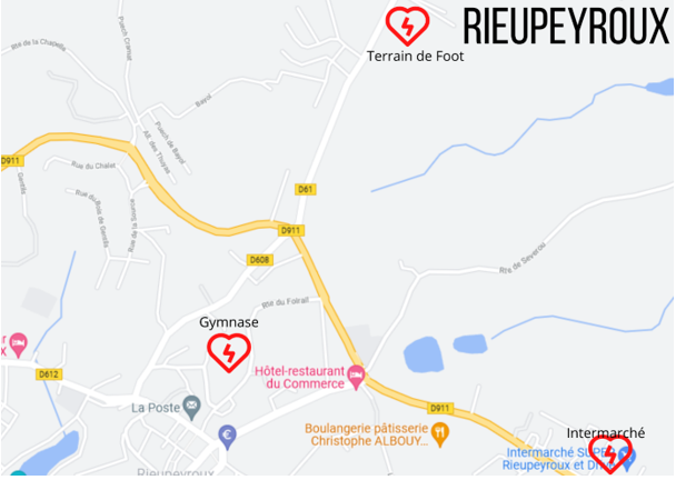 Défibrillateurs sur la commune de Rieupeyroux